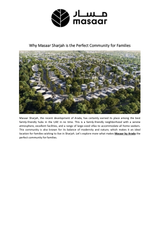Why Masaar Sharjah is the Perfect Community for Families