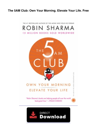 The 5AM Club: Own Your Morning. Elevate Your Life. Kindle