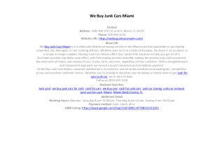 We Buy Junk Cars Miami