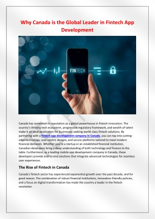 why canada is the global leader in fintech