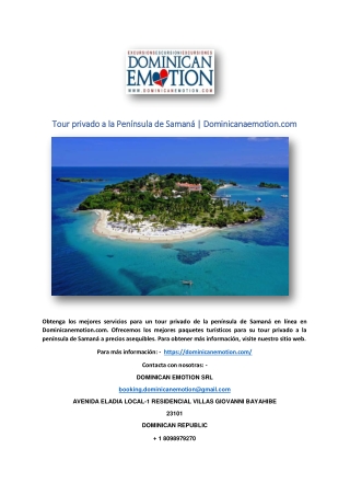 Tour privado a la Península de Samaná | Dominicanaemotion.com