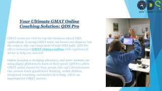 Your Ultimate GMAT Online Coaching Solution QDS Pro