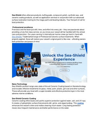 sea shield offers aftercare products buffing pads