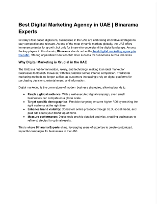 Best Digital Marketing Agency in UAE | Binarama Experts