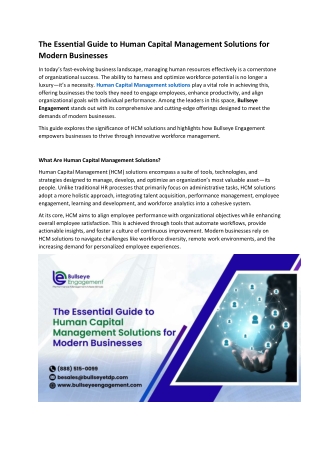 The Essential Guide to Human Capital Management Solutions for Modern Businesses