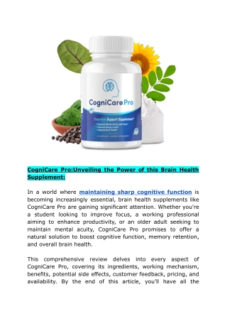 cognicare pro unveiling the power of this brain