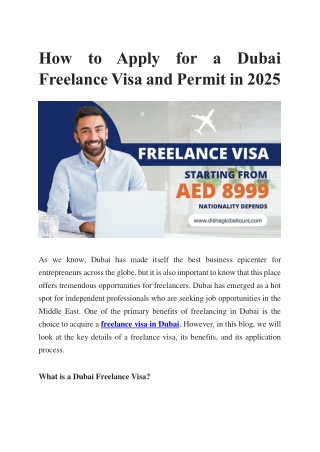 How to Apply for a Dubai Freelance Visa and Permit in 2025