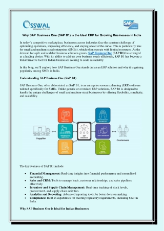 Why SAP Business One (SAP B1) is the Ideal ERP for Growing Businesses in India