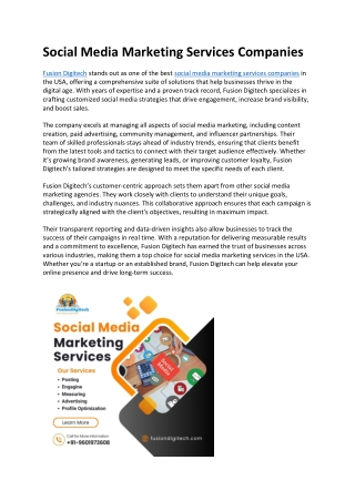 Social Media Marketing Services Companies