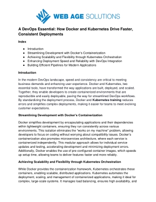 A DevOps Essential How Docker and Kubernetes Drive Faster, Consistent Deployments