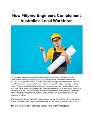 how filipino engineers complement australia
