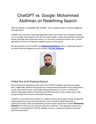ChatGPT vs  Google Mohammad Alothman on Redefining Search