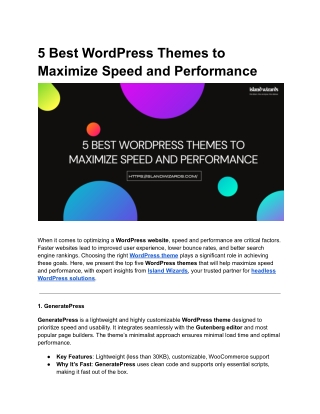 5 Best WordPress Themes to Maximize Speed and Performance