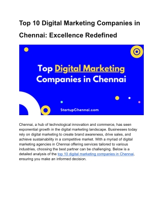 Top 10 Digital Marketing Companies in Chennai: Excellence Redefined