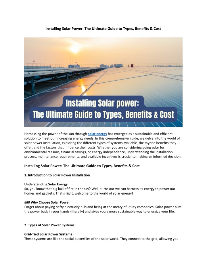 installing solar power the ultimate guide