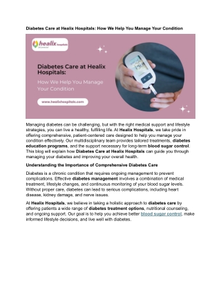 Diabetes Care at Healix Hospitals: How We Help You Manage Your Condition