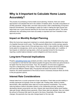 Why is it important to calculate home loans accurately_