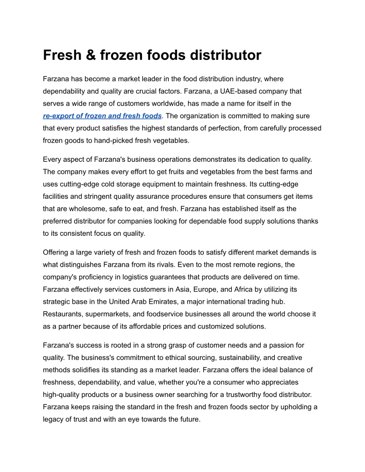 fresh frozen foods distributor