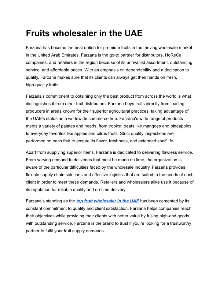 fruits wholesaler in the uae