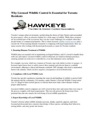 why licensed wildlife control is essential