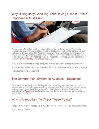 Why Is Regularly Checking Your Driving Licence Points Important in Australia_