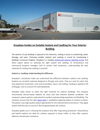 Graydaze Guides on Suitable Sealant and Caulking for Your Exterior Building