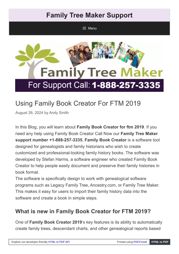 family tree maker support