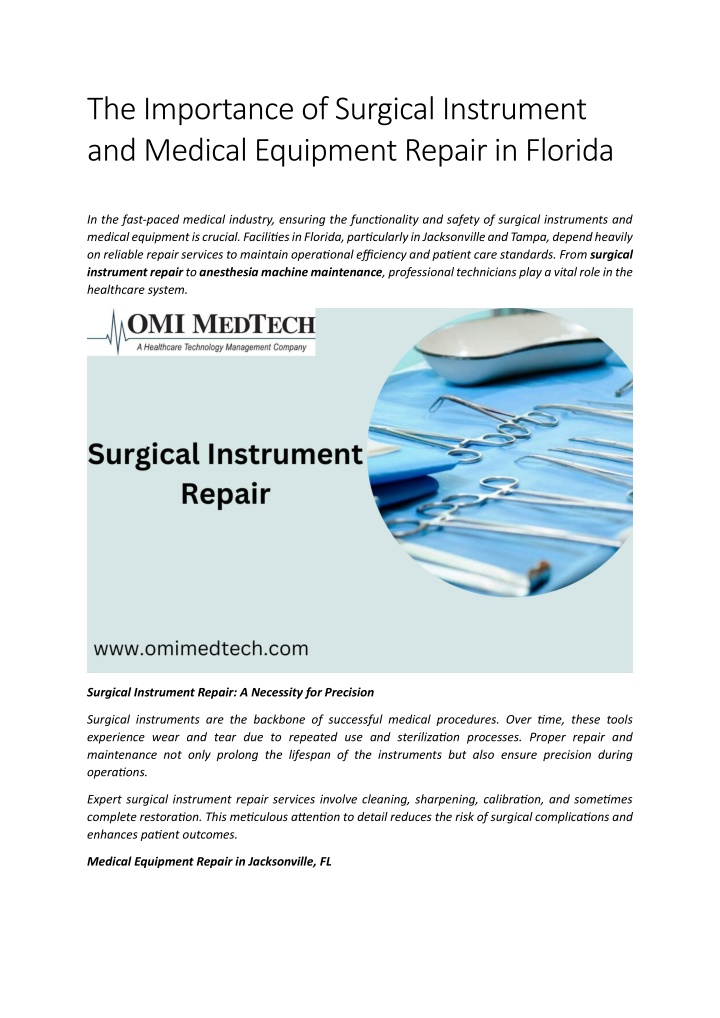 the importance of surgical instrument and medical