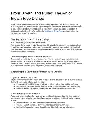 From Biryani and Pulao_ The Art of Indian Rice Dishes