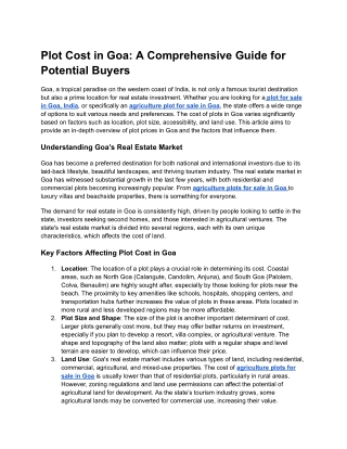 plot cost in goa a comprehensive guide