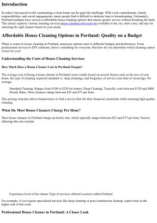 Affordable House Cleaning Options in Portland: Quality on a Budget