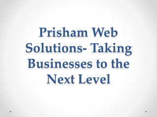 Prisham Web Solutions- Taking Businesses to the Next