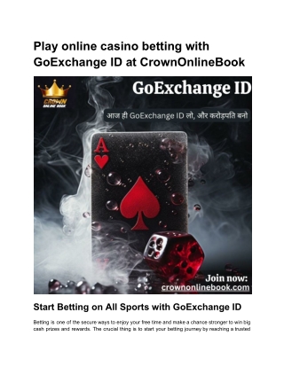 Play online casino betting with GoExchange ID at CrownOnlineBook