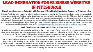 Lead generation for business websites in Pittsburgh