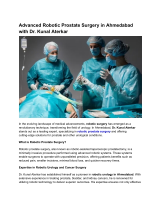 Robotic Prostate Surgery in Ahmedabad with Dr. Kunal Aterkar