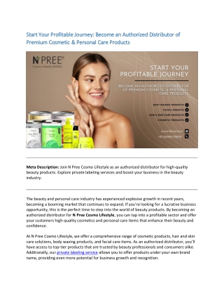 Start Your Profitable Journey Become an Authorized Distributor of Premium Cosmetic & Personal Care Products