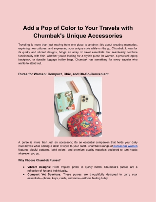 add a pop of color to your travels with chumbak
