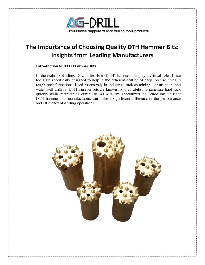 the importance of choosing quality dth hammer