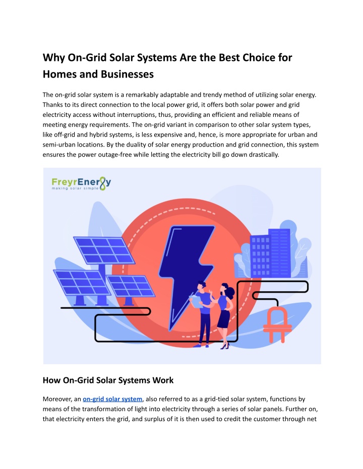 Ppt Why On Grid Solar Systems Are The Best Choice For Homes And