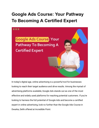 Google Ads Course_ Your Pathway To Becoming A Certified Expert