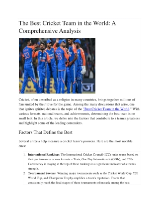 The Best Cricket Team in the World