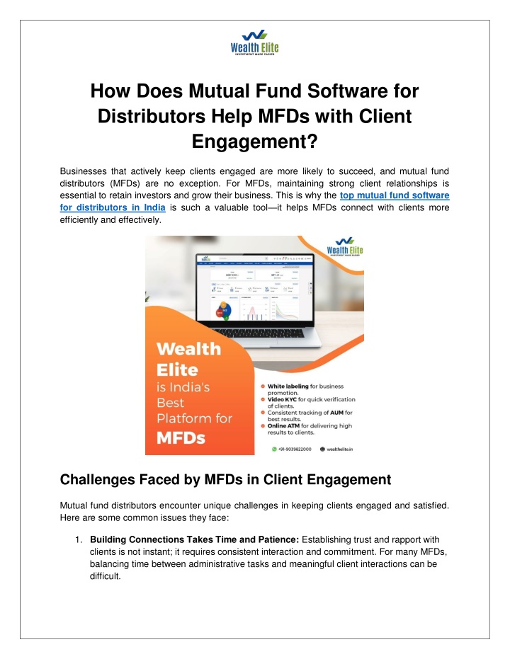 how does mutual fund software for distributors