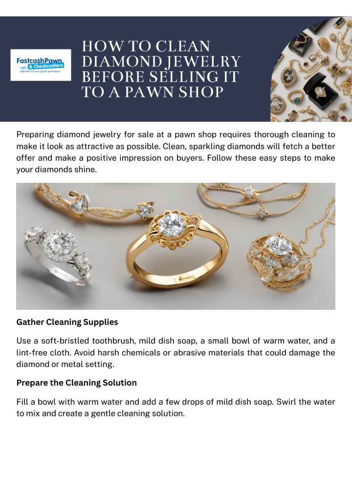 how to clean diamond jewelry before selling