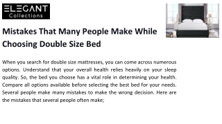 Mistakes That Many People Make While Choosing Double Size Bed