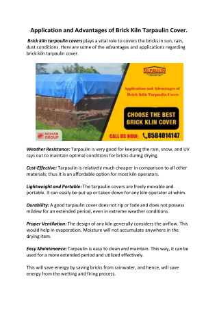 Application and Advantages of Tarpaulin in Brick Kiln Cover