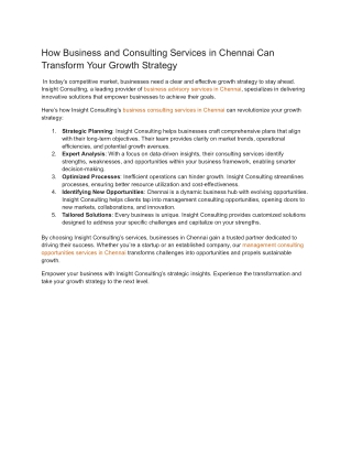 how business and consulting services in chennai