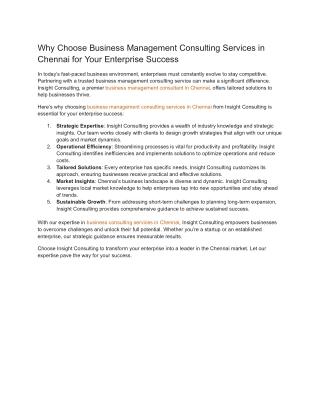 why choose business management consulting