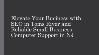 Elevate Your Business with SEO in Toms River and Reliable Small Business Computer Support in NJ