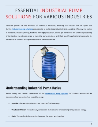 Essential Industrial Pump Solutions for Various Industries