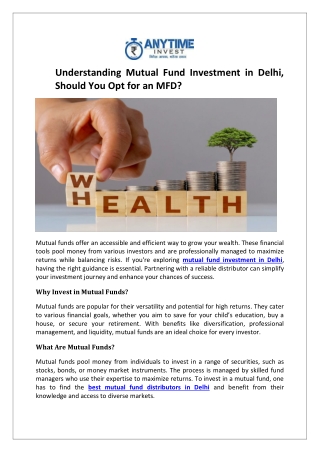 understanding mutual fund investment in delhi
